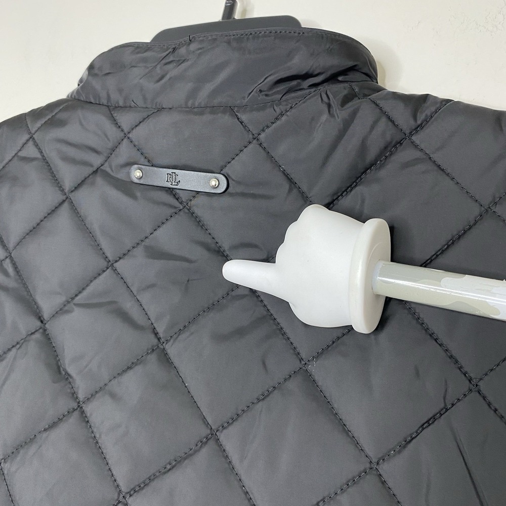 Lauren Ralph Lauren Quilted Vest Women's L Black Crest Logo Snap Front Puffer - Picture 6 of 16